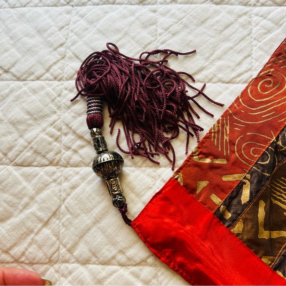 Bohemian Colorful Patterned Throw or Tablecloth with Tassels 40”x60” - Picture 7 of 10